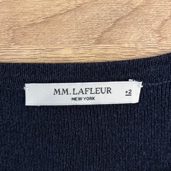 M.M. Lafleur The Choe Top Navy Melange Size 2X Short Sleeve Stretch Knit Office - Picture 3 of 6